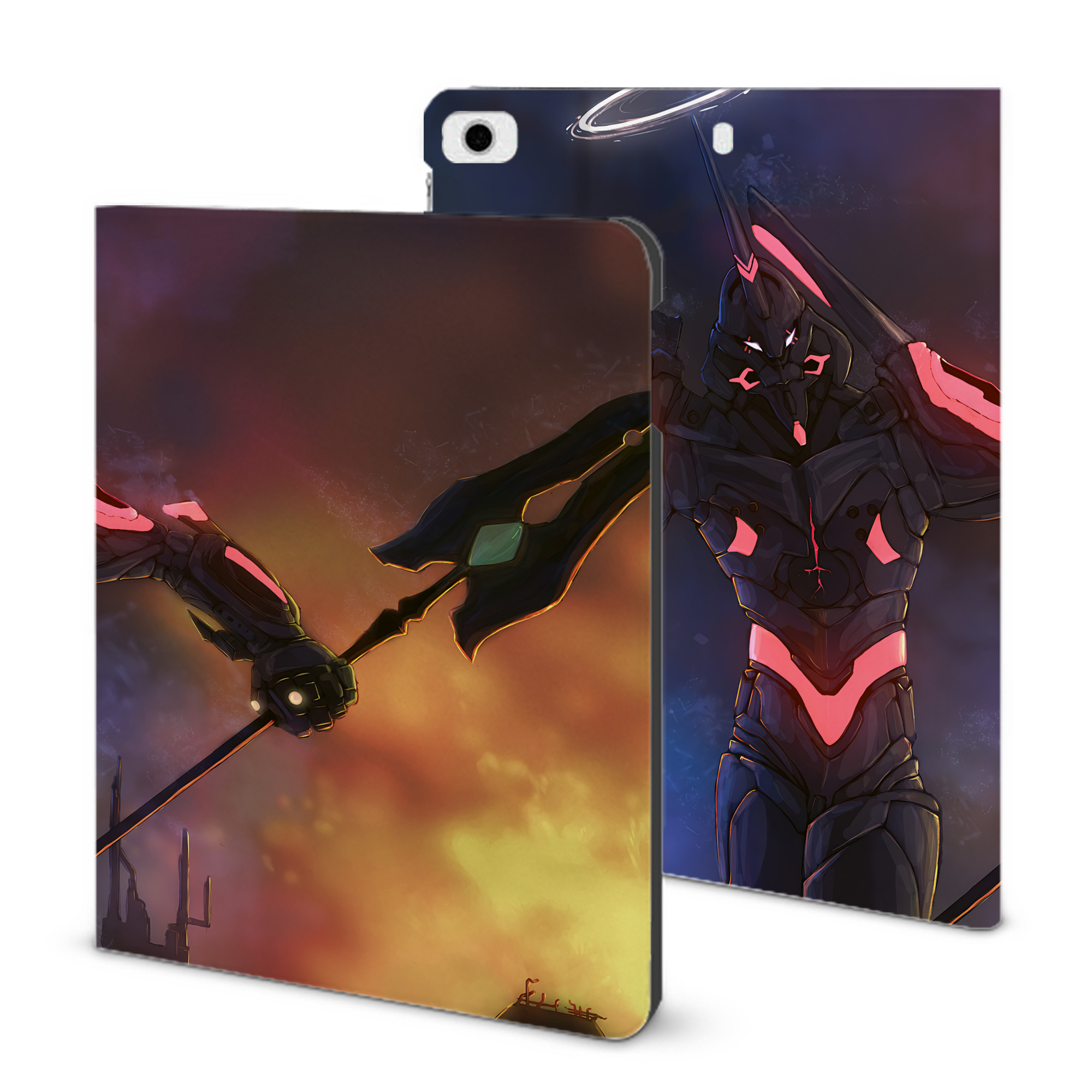 （画像用） EVA 新世紀エヴァンゲリオン IPad ケース ブック型 PUレザー TPU 耐衝撃 軽量 薄型 ペン収納なし 全面保護 IPad 各モデル対応